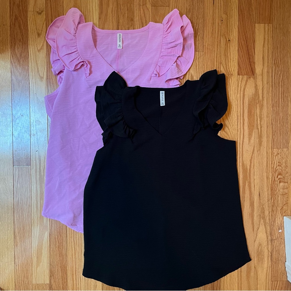 Zenana bundle ruffled extra large sleeveless top blouse